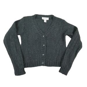 Vintage Trimmings Wool Blend Black Button Cardigan Sweater Sz M Fuzzy Whimsigoth